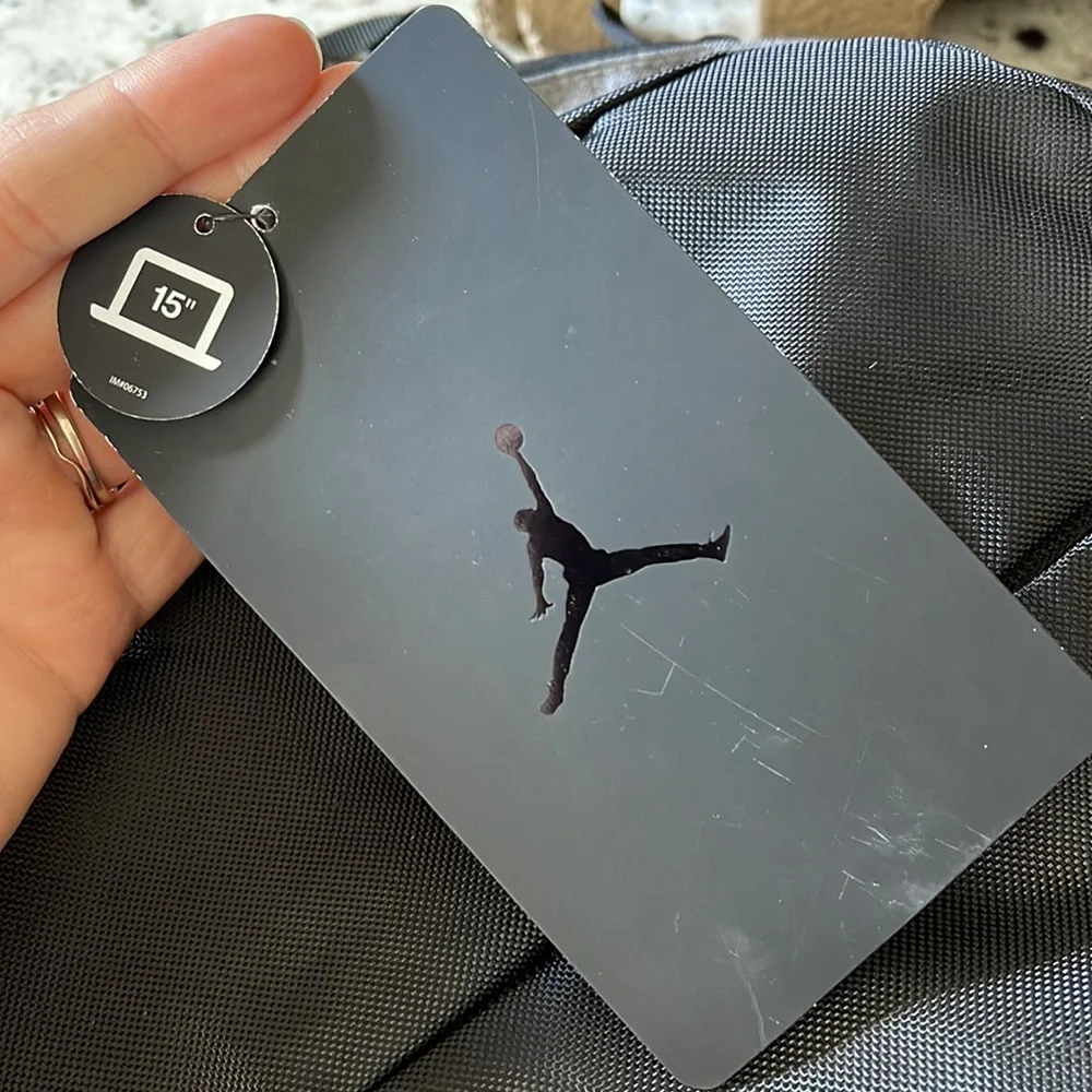 NEW Nike Air Jordan Bag Jump Man Embroidered Backpack 15” Black Red CASE 9A0408